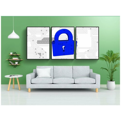 фото Набор модулных постеров для интерьера "безопасный, замок, политика конфиденциальности" 60x90 см. в тубусе, без рамки lotsprints