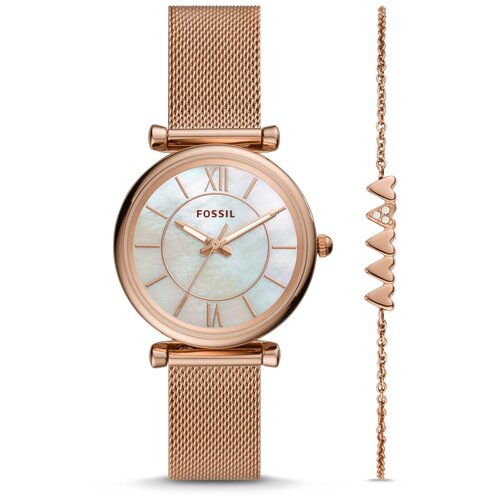 наручные часы fossil carlie 19262 золотой розовый Наручные часы FOSSIL Carlie, розовый, золотой