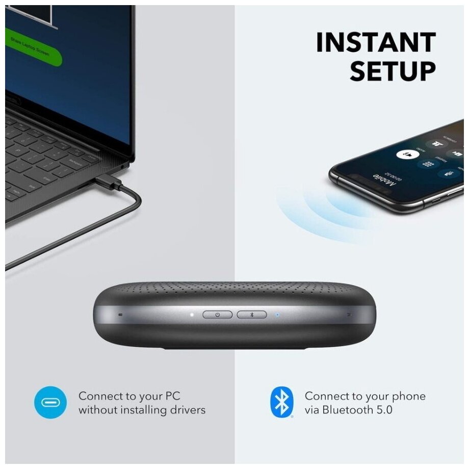 Bluetooth-спикерфон Anker PowerConf Ultra Clear Portable Conference Bluetooth Speakerphone Black (A3301011)