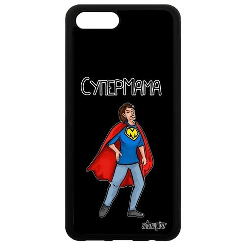 фото Защитный чехол на смартфон // honor v10 / view 10 // "супермама" шутка смешной, utaupia, черный