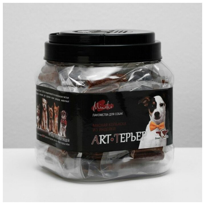 фото Лакомство для мини пород Green Qzin "art-терьер" колбаски с мясом индейки, 520 г