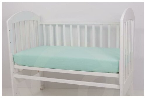 Простынь для детской кроватки на резинке Топотушки бирюзовый 60x120 (арт.002/7)