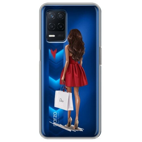 Полупрозрачный дизайнерский силиконовый чехол для Realme Narzo 30 5G/Realme 8 5G Девушка в платье