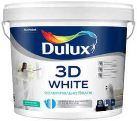 Краска водно-дисперсионная Dulux 3D White влагостойкая моющаяся матовая белый 5 л