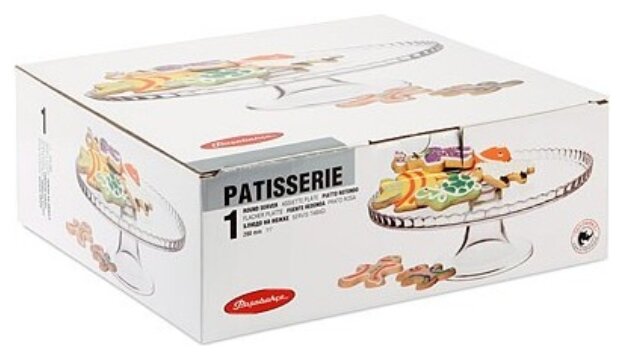 Блюдо Pasabahce Патиссери для торта бортик вверх 280х280х90мм, стекло