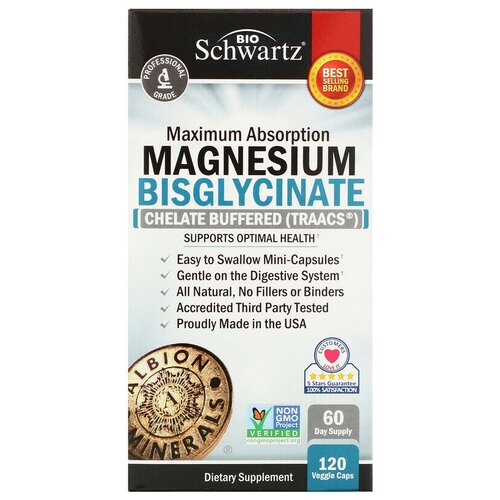 BioSchwartz Maximum Absorption Magnesium Bisglycinate (Бисглицинат магния с максимальной усваиваемостью) 120 мини-капсул