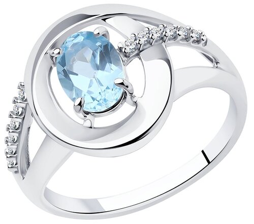 Кольцо Diamant, серебро, 925 проба, топаз, размер 17.5, белый