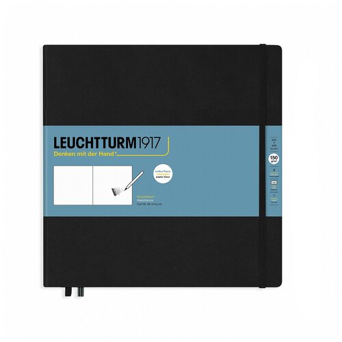 Скетчбук Leuchtturm Square 225 х 225 мм Black твердая обложка без линовки (362358)