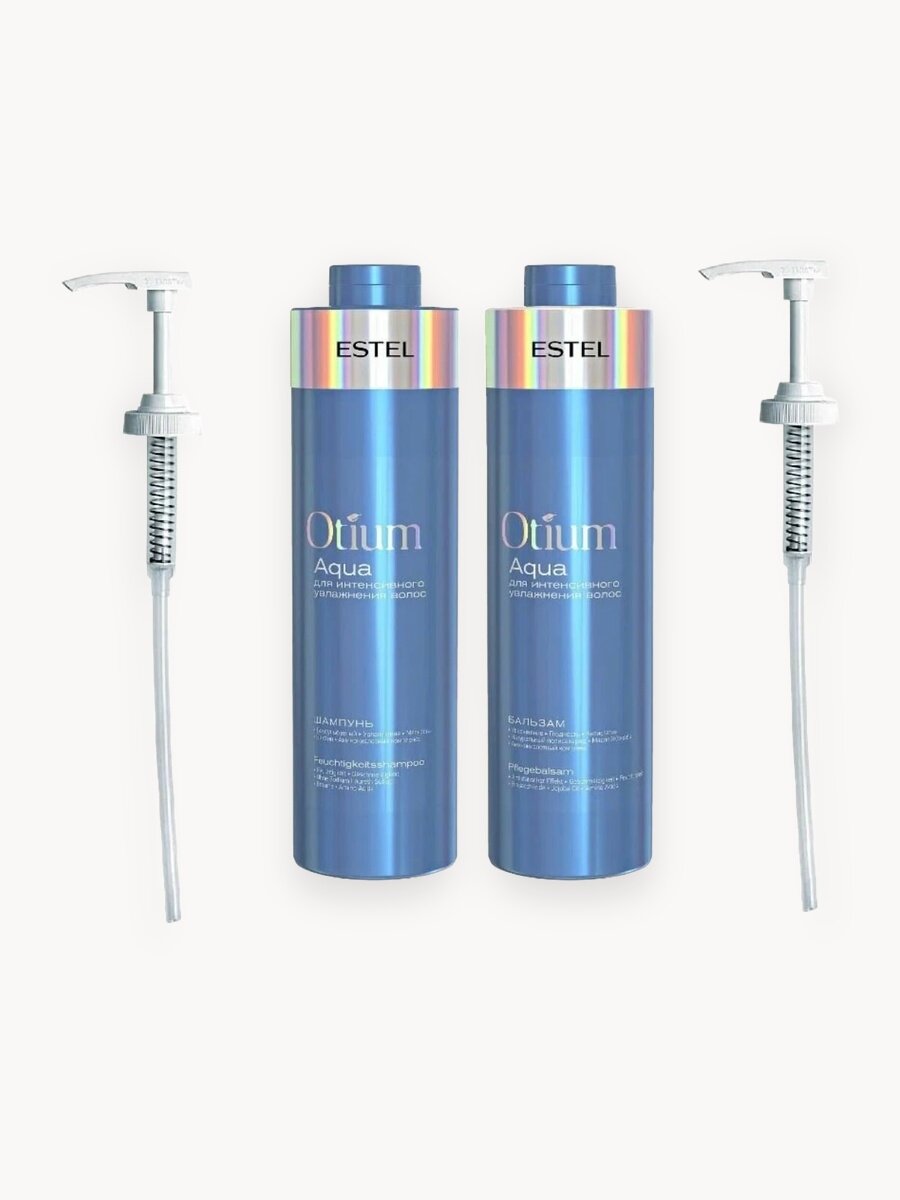 ESTEL Набор безсульфатный для увлажнения волос OTIUM AQUA (шампунь 1000 мл +бальзам 1000 мл + 2 насосных дозатора)
