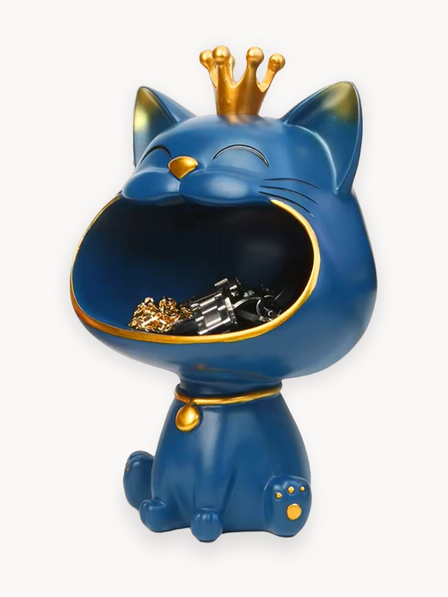 Конфетница ваза-органайзер Кот , статуэтка из гипса для конфет, фруктов, украшений, ключей