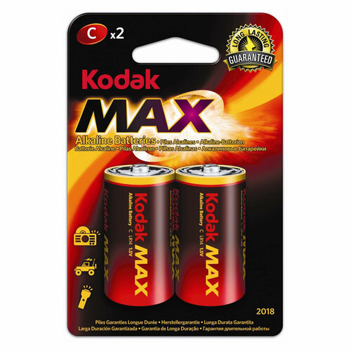 Батарейки алкалиновые Kodak MAX Super Alkaline C LR14 1.5В 2шт батарейки алкалиновые energy ultra lr14 2b с 2 шт