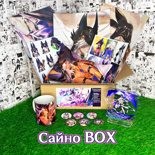 Аниме (anime) бокс Подарочный набор Сайно (Cyno) из игры Genshin Impact / Геншин Импакт с Акриловой фигуркой и Подушкой (32х19х13 см) аниме anime бокс подарочный набор сайно box из игры genshin impact геншин импакт