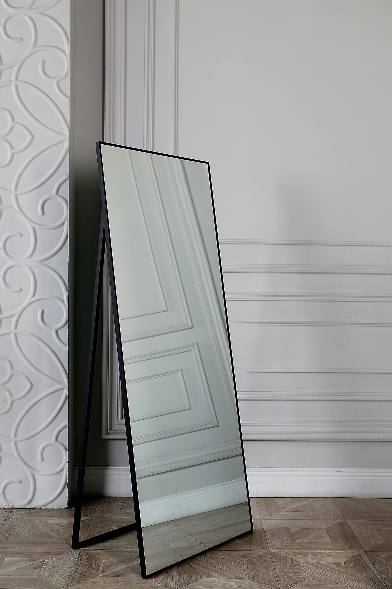 Зеркало в алюминиевой раме напольное ONE MIRROR, 170х60 см. Черное - фотография № 3