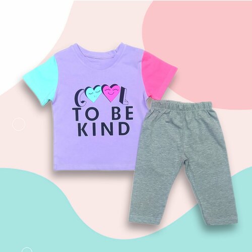 Комплект одежды , футболка и бриджи, повседневный стиль, размер 3 года, серый, фиолетовый