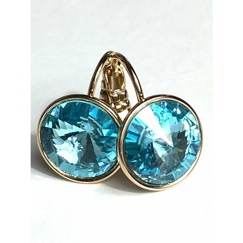 Серьги Florento кристаллы Swarovski хрусталь бирюзовый голубой 934₽