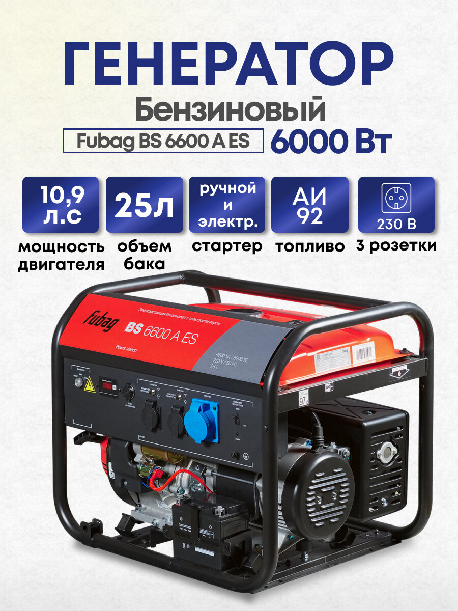 Бензиновый генератор FUBAG BS 6600 A ES, 230 [838798] - фото №11