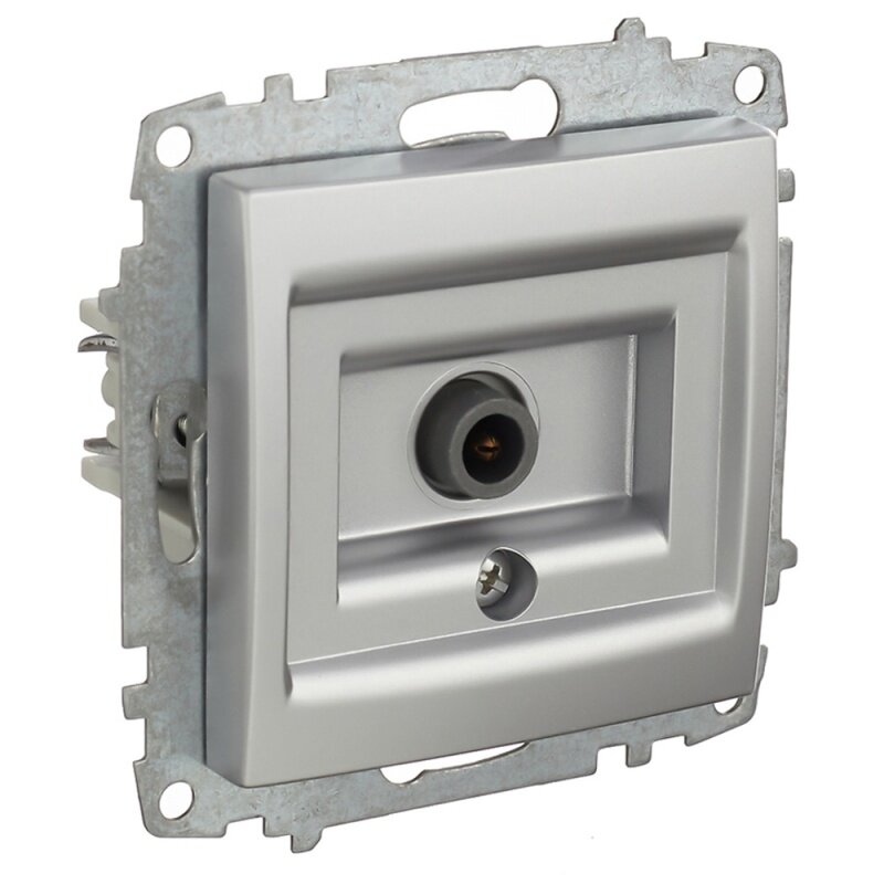 ТВ-розетка (механизм) EL-BI Zena проходная без рамки серебро/серый металлик/хром 609-011000-272