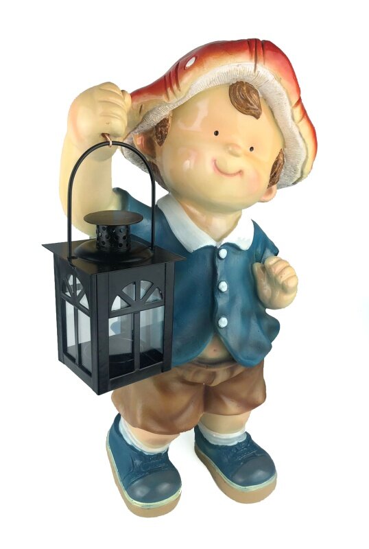 Фигура декоративная Гномик-грибочек с фонарем 21*15*45 см KSMR-713950/F784