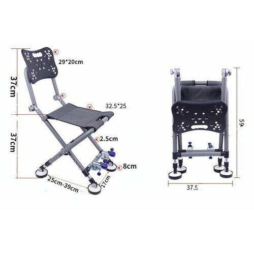 Многофункциональный Складной Стул Для Рыбалки, Регулируемая Спинка, Регулируемые Четыре Ножки, Материал Из Алюминиевого Сплава