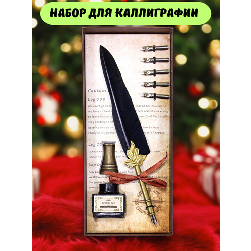 Перьевая ручка перо, подарочный набор для каллиграфии, черные чернила (черная)