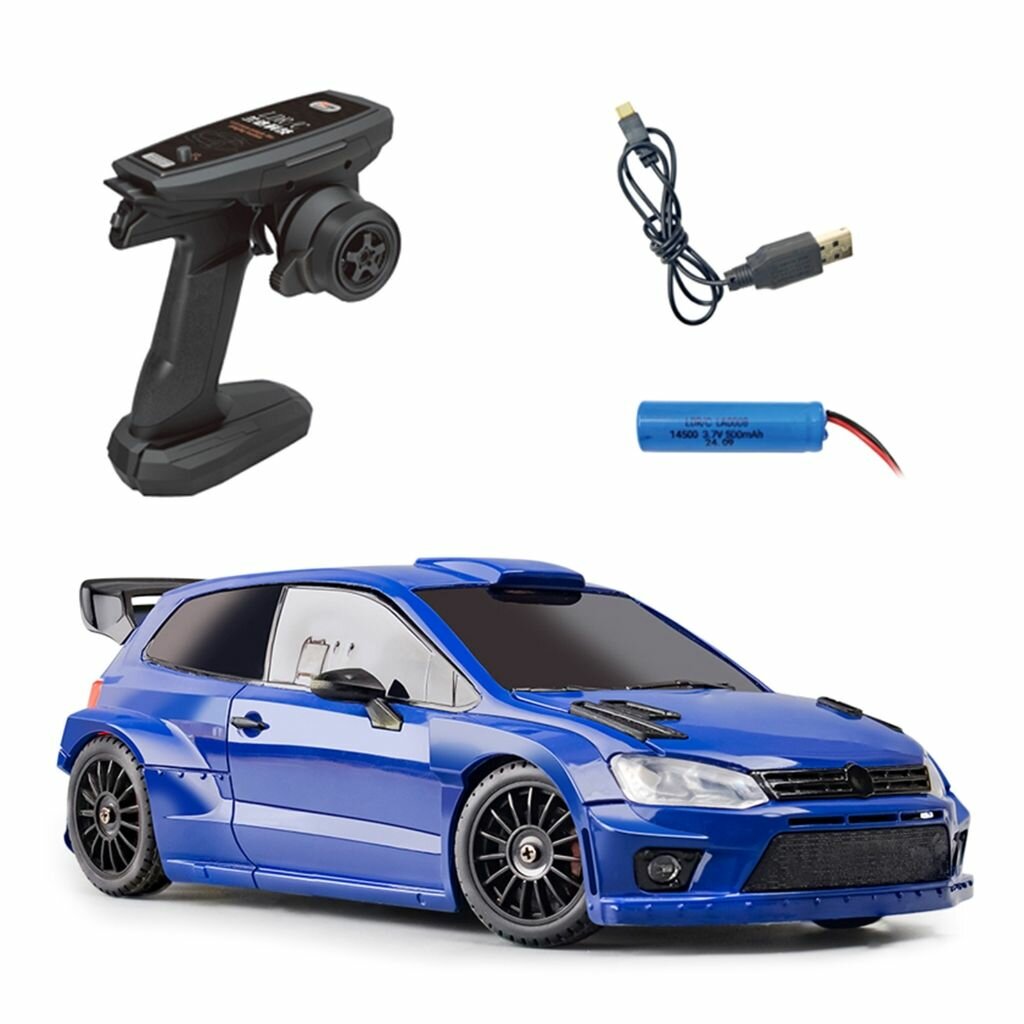 Игрушка с дистанционным управлением 1:28 2.4G POLO полномасштабный полноприводный автомобиль с дистанционным управлением для дрифта-синий