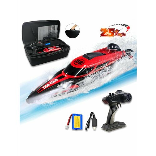 фото Радиоуправляемый катер hj toys red speedboat с сумкой (36 см, 25 км/ч) - hj808-a1-bag cs toys