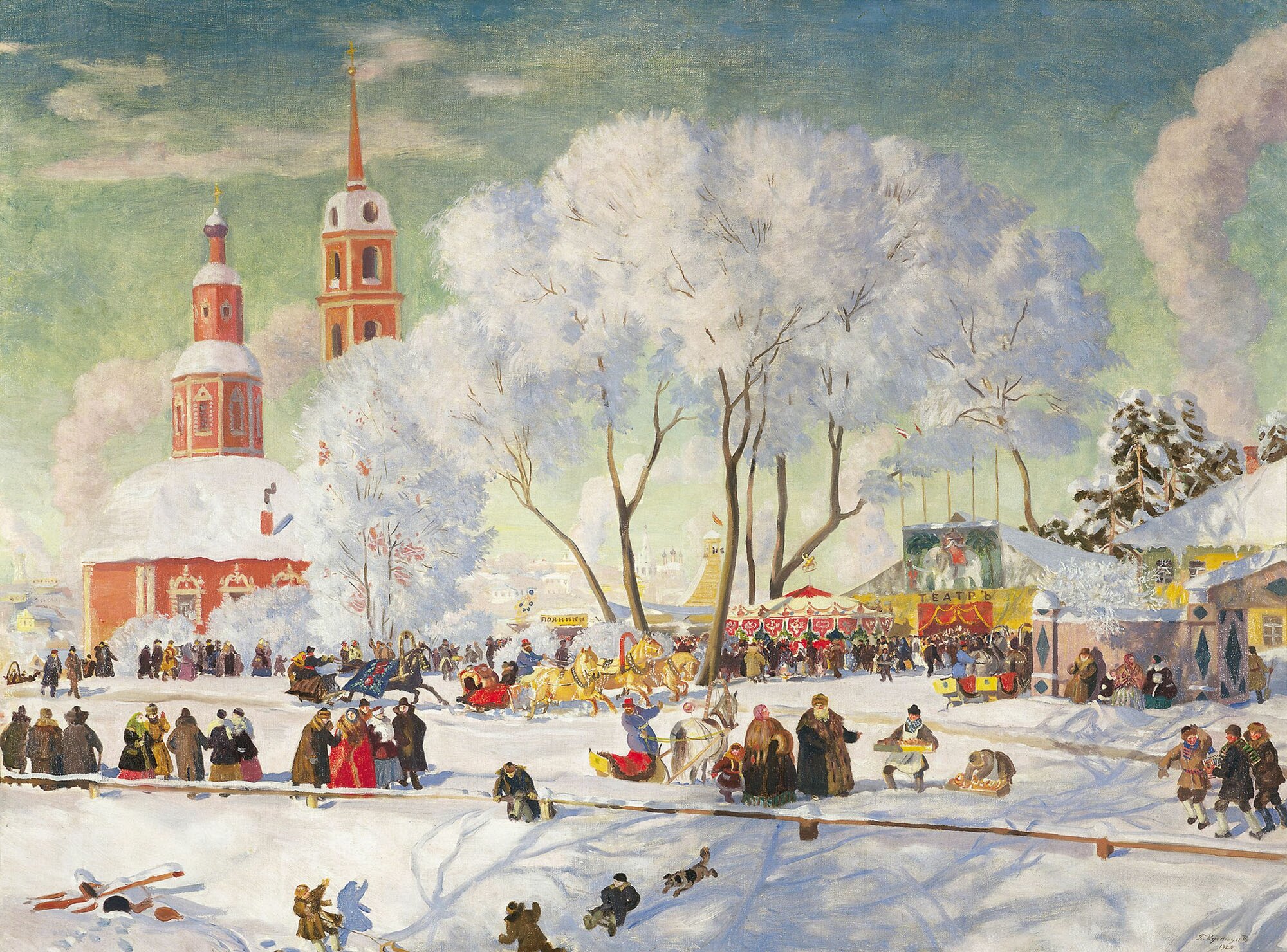 Картина Кустодиева Бориса Масленица 1920