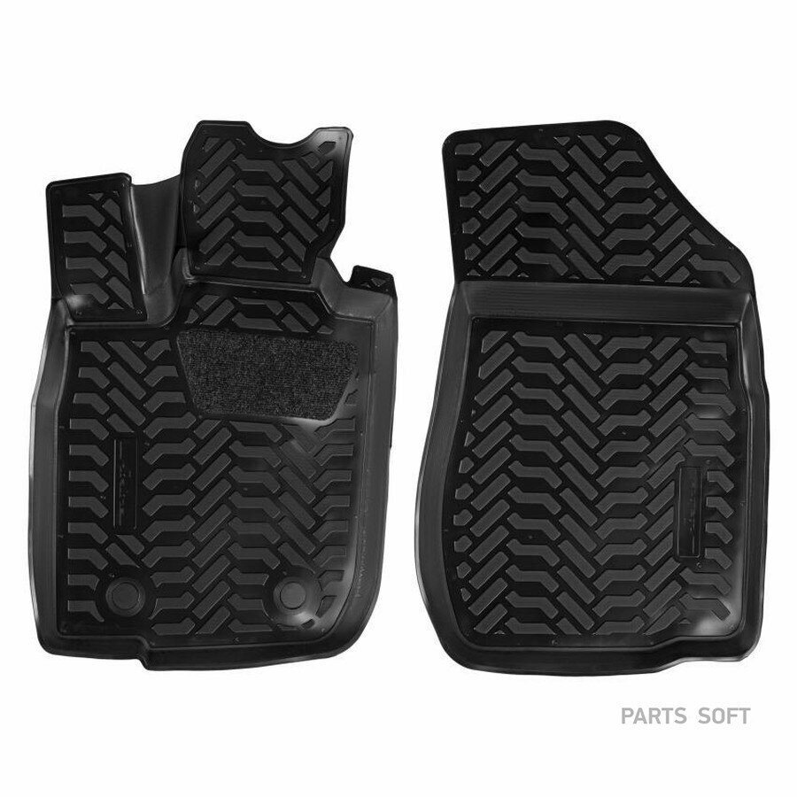 AIRLINE ACMPS05 Ковры для Лада Largus (фургон) (12-), 2 шт, выс. борт, 3D с подпятником, 1й ряд, ТЭП, черн. ()