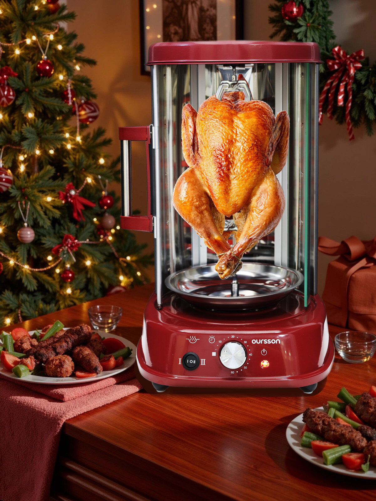 Печь-гриль Oursson VR1522B/DC вертикальная 1500Вт сталь 21л 334x282x446см красный