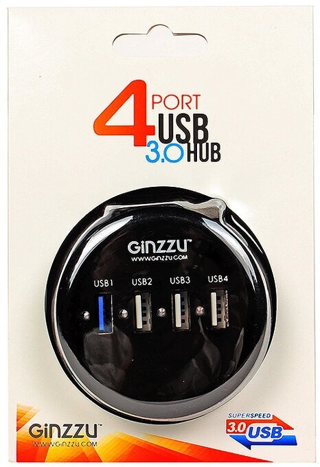 USB-концентратор Ginzzu GR-314UB разъемов: 4