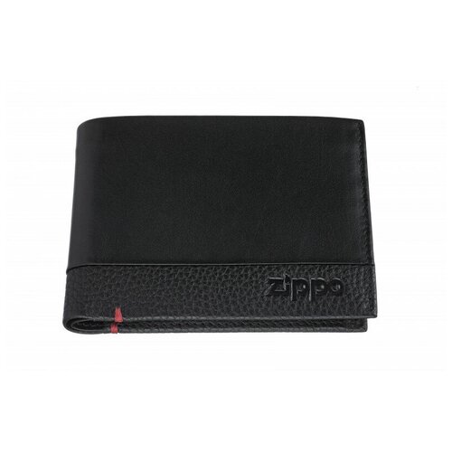 Портмоне ZIPPO с защитой от сканирования RFID, чёрное, натуральная кожа, 12×2×9 см