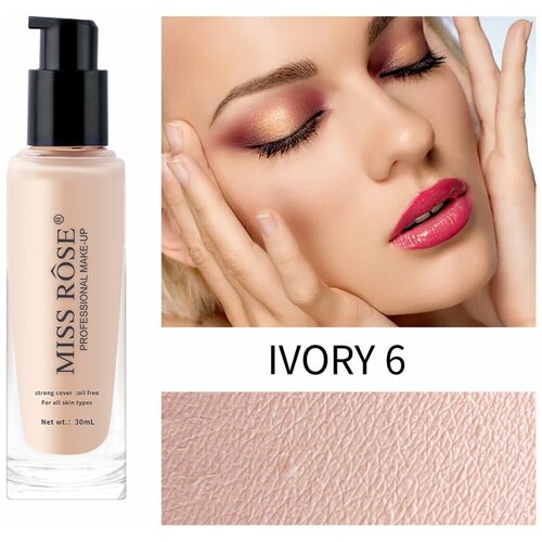 MISS ROSE/тональный крем /Увлажняющий тональный крем/макияж лица/маскирует недостатки/Ivory6