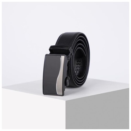 фото Ремень муж 06-01-03-03, 3,5*0,5*120 см, пряжка автомат, черный 6534614 сима-ленд