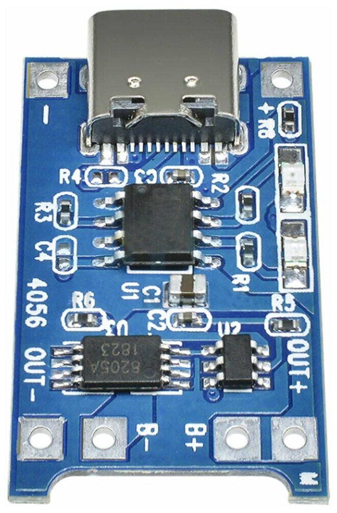 Модуль заряда Li-ion аккумуляторов TP4056, гнездо type-C 5В 1А 2 шт, Интеграционная Плата Контроллер зарядки Литиевых Батарей с защитой 5V 1A