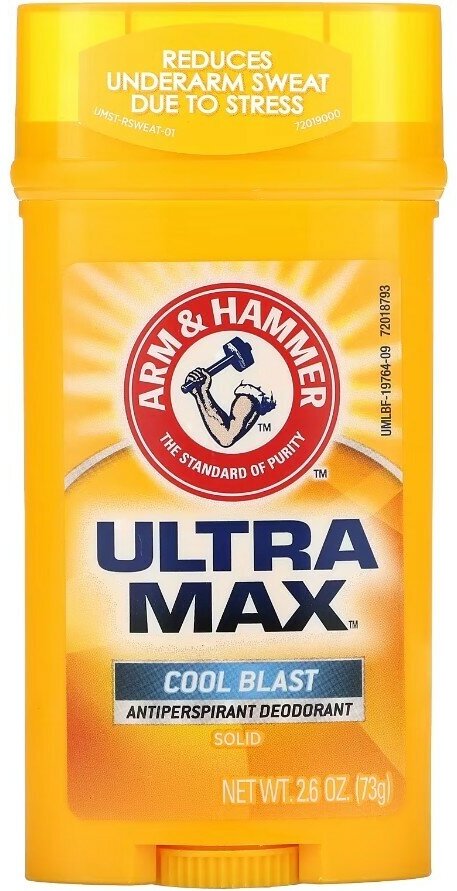 Arm&Hammer Дезодорант-антиперспирант (срок до 10/24) стик Ultramax Cool Blast, 73 мл, 73 г — фото 1