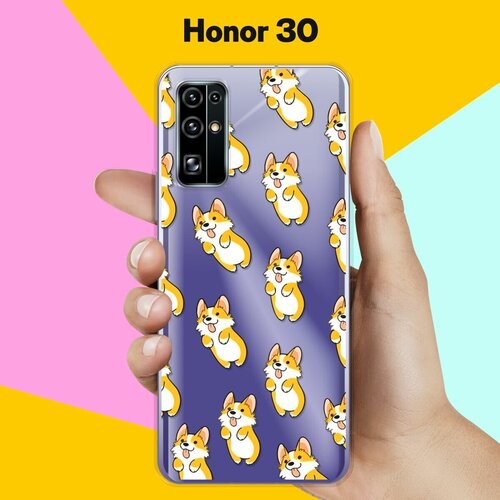 Силиконовый чехол Узор из корги на Honor 30 силиконовый чехол узор из корги на honor 20 pro