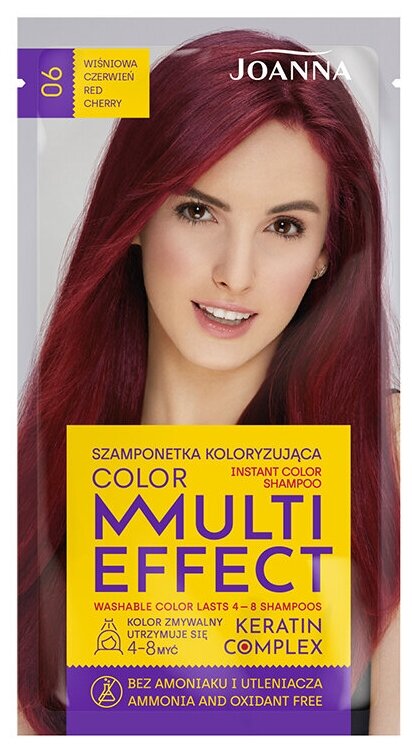 Оттеночный шампунь для волос JOANNA MULTI EFFECT COLOR тон 06 (Красная вишня) 35 г
