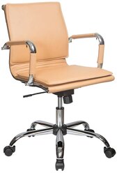 Кресло руководителя Ch-993-Low светло-коричневый эко.кожа низк.спин. крестовина металл хром / Компьютерное кресло для директора, начальника, менеджера