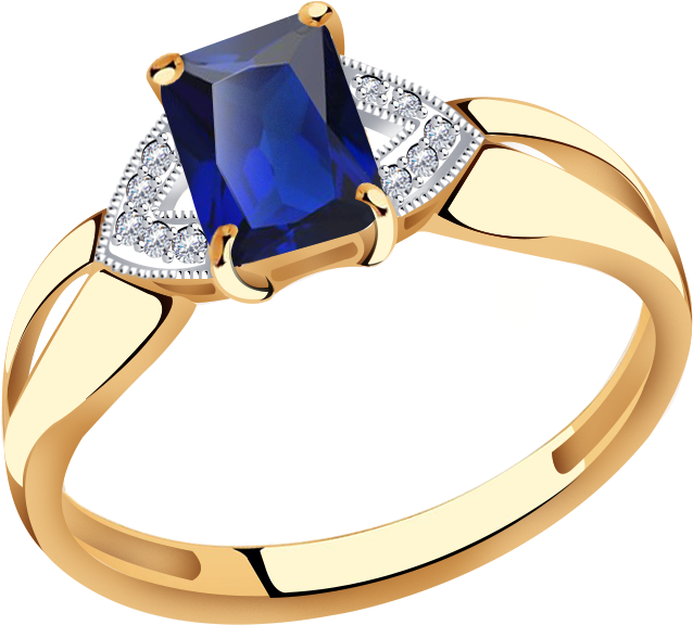 Кольцо Diamant online, золото, 585 проба, бриллиант, сапфир