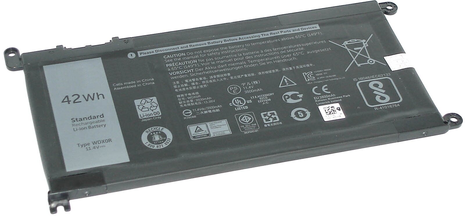 Аккумулятор WDX0R для ноутбука Dell 15-5538 11.4V 40Wh (3500mAh) черный