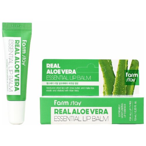 Бальзам суперувлажняющий для губ с алое FarmStay Real Aloe Vera Essential Lip Balm, 10ml 8 КЮ бальзам для губ farmstay суперувлажняющий с алоэ 10 мл