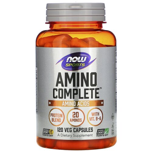 фото Now foods, sports, amino complete, аминокислотный комплекс, 120 растительных капсул