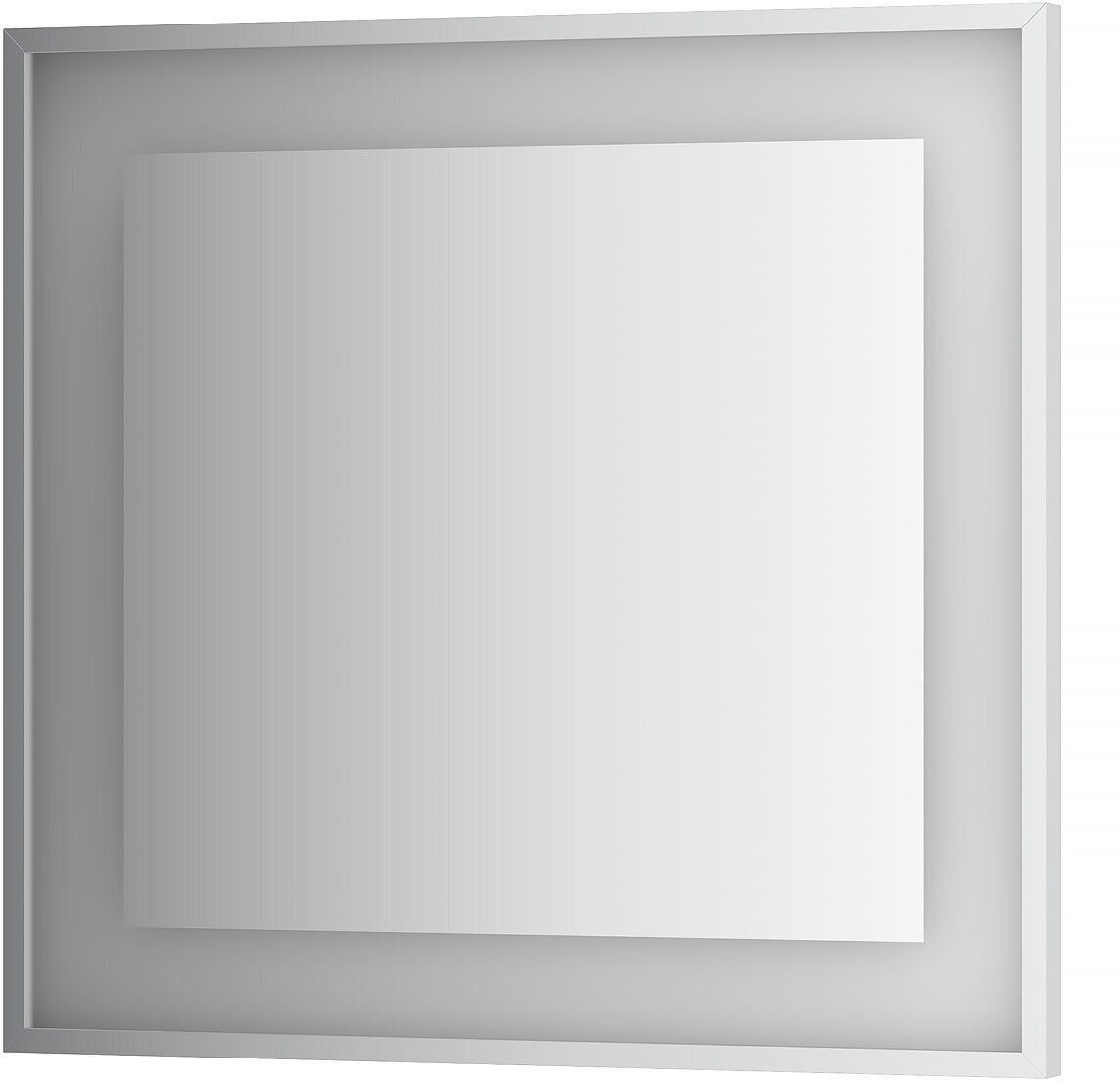 Зеркало настенное Прямоугольное в багетной раме хром со встроенным LED-светильником Ledside EVOFORM 80x75 см, BY 2203