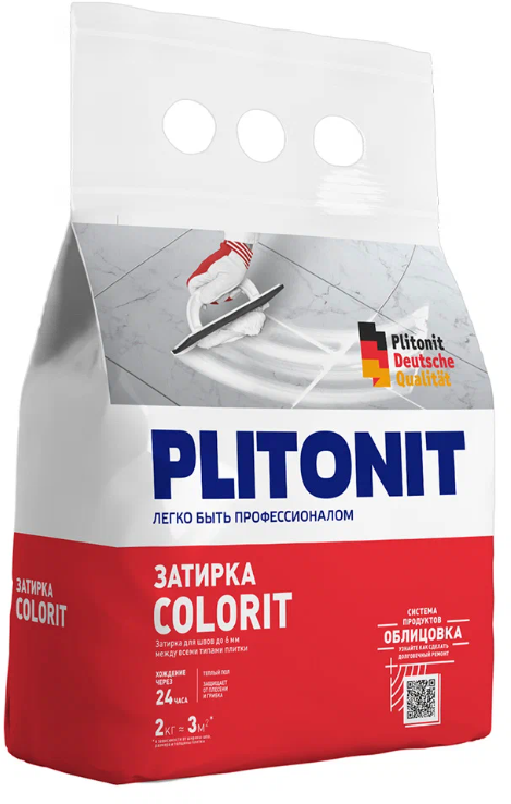 Затирка Plitonit Colorit, белая, 2 кг - фотография № 1