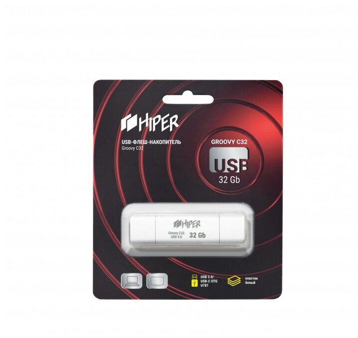 Накопитель HIPER USB3.0 + USB Type-C 32GB Groovy C32