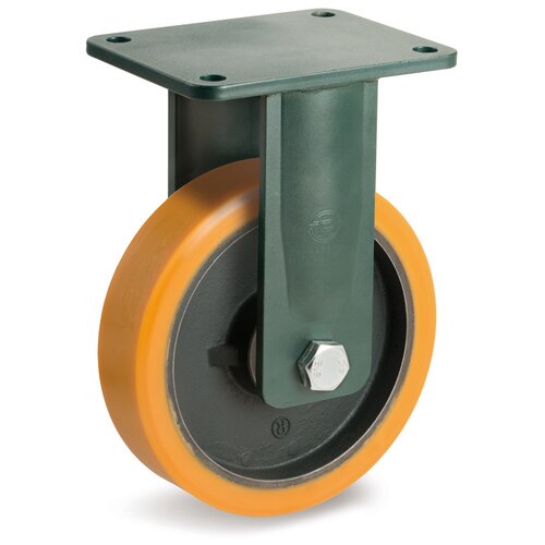 фото Колесо большегрузное tellure rota 648416 неповоротное, диаметр 200мм, грузоподъемность 1600кг, полиуретан tr, чугун, сверхпрочный кронштейн eehd