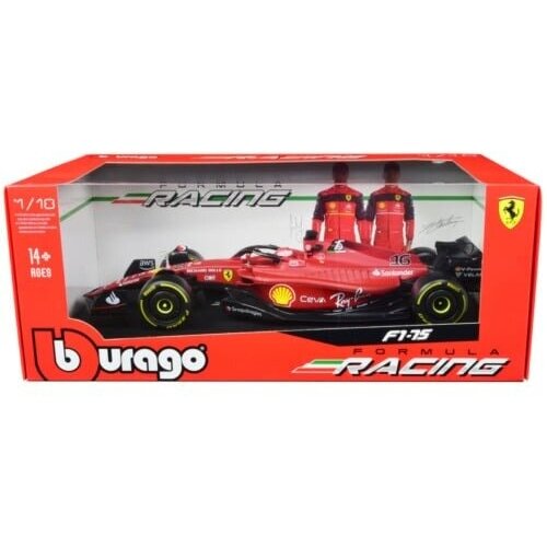 Машинка BBurago 1:18 Ferrari F1-75 №16 фигуркой пилота C.Leclerc 18-16811