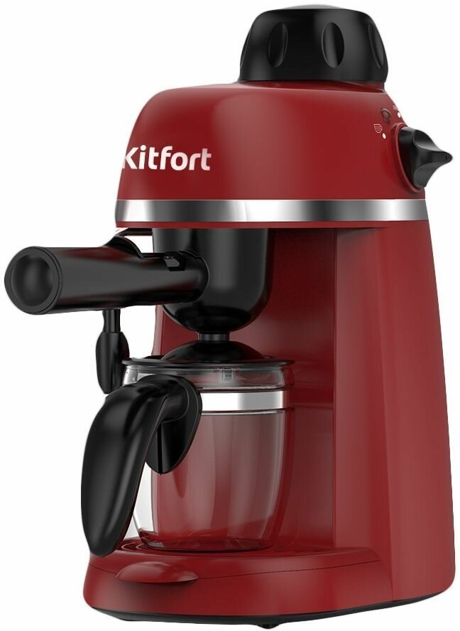 Кофеварка KitFort КТ-760-1, рожковая, красный / черный