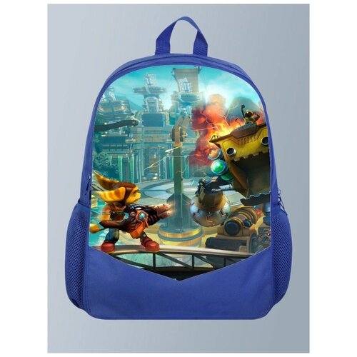 фото Голубой рюкзак с принтом игра рэтчет и кланк ratchet and clank, платформер - 135 brutbag