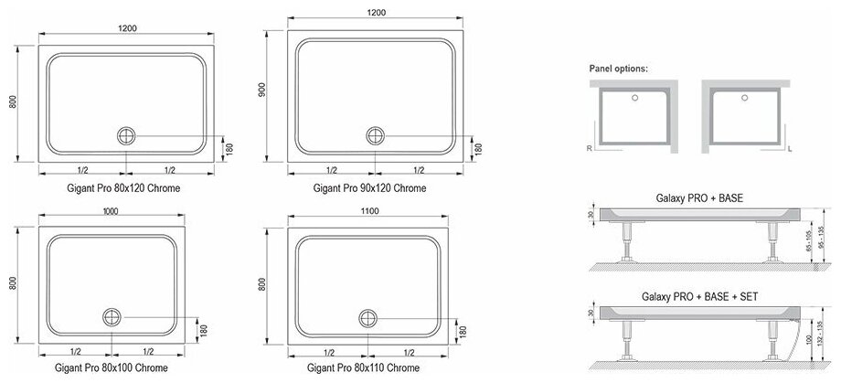 Панель для поддона Ravak Gigant Pro 100x80 Set L XA83AL01010 - фотография № 10